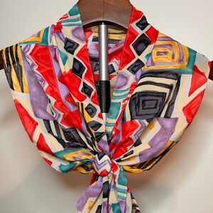 Vintage Scarf Boho Abstract Colorful Hook And Loop Closure Womens Scarf